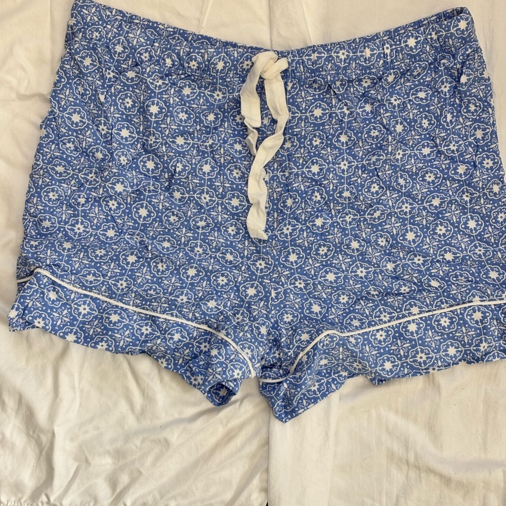 Blue Patterned Women's sleep Shorts